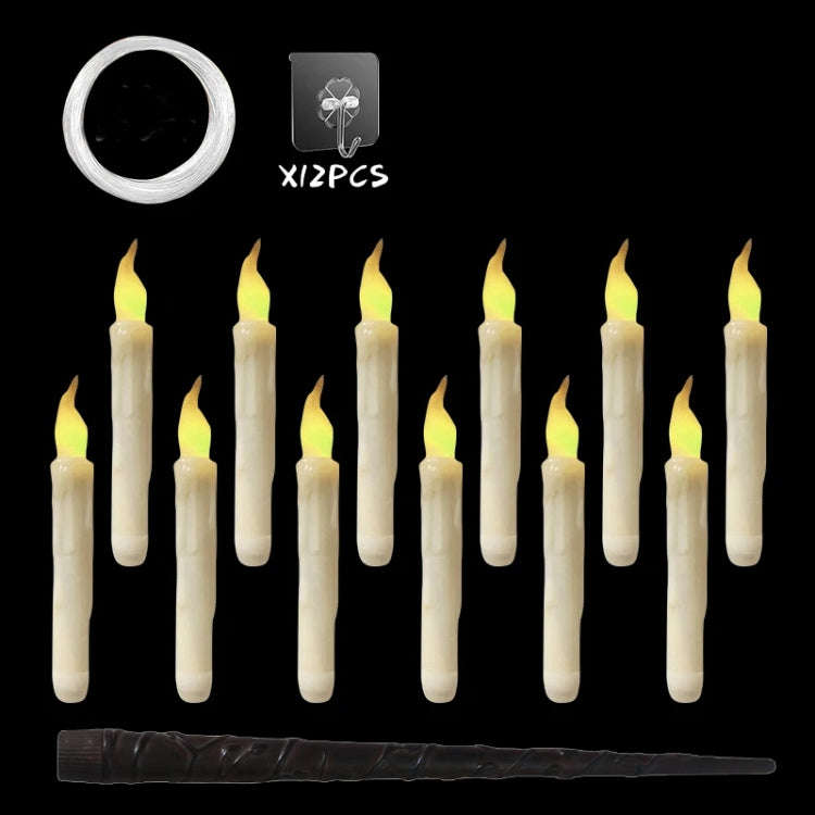 12pcs /Set LED Floating Candles Lights With Remote Control Christmas Halloween Decoration, Style:...
