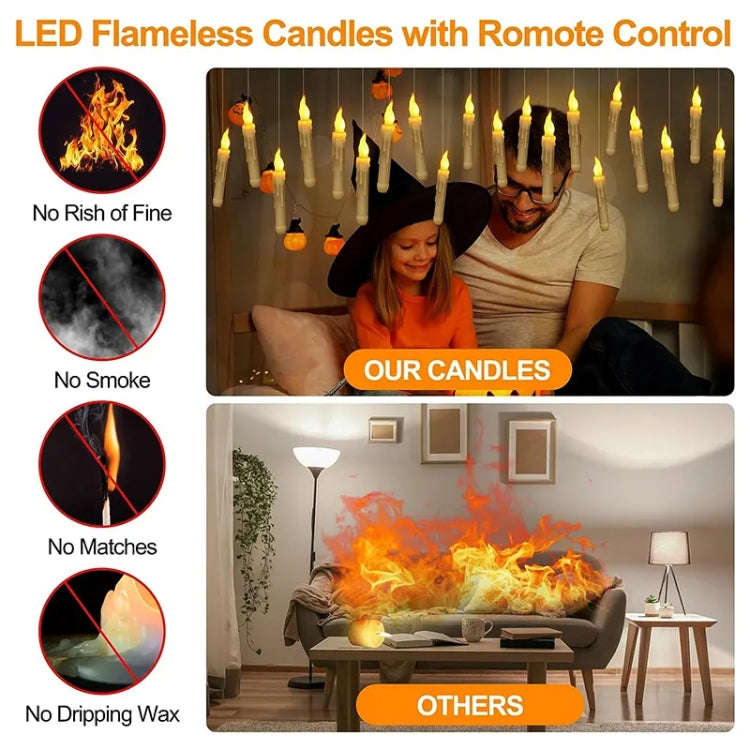 12pcs /Set LED Floating Candles Lights With Remote Control Christmas Halloween Decoration, Style:...