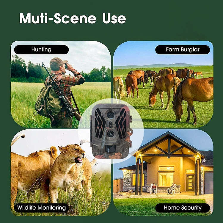 HC-950A 50MP+4K Dual Lens Outdoor Rainfall Fog Infrared Trace Hunting Camera