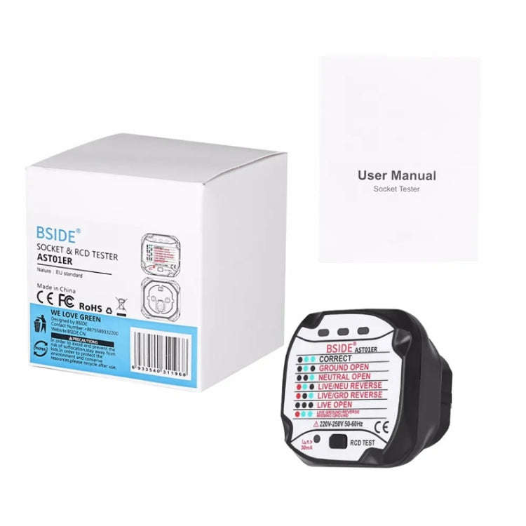 BSIDE AST01 Plug Power Tester Electrical Socket Detector UK Plug