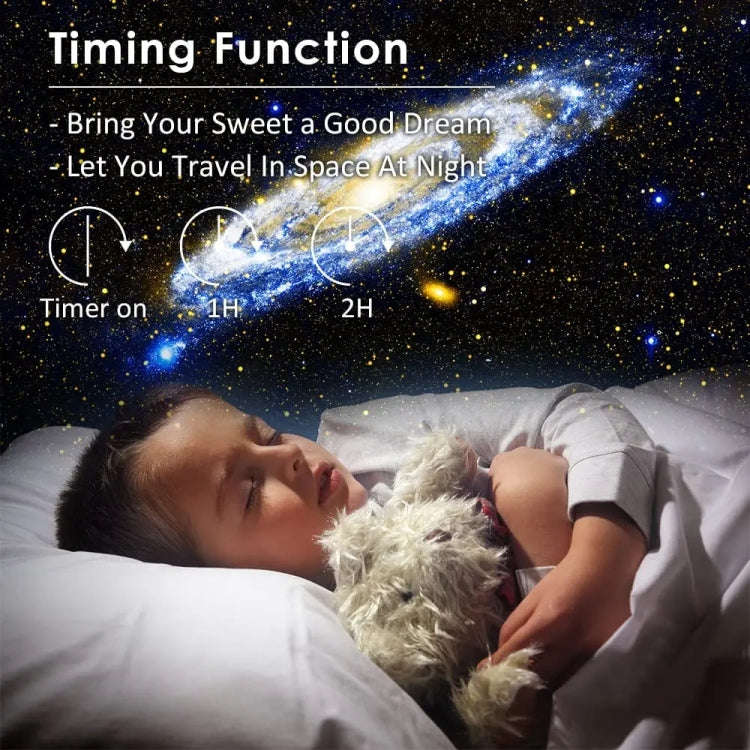 Galaxy Night Light Star Projector LED Table Lamp Children Room Decor With 12pcs Film Disc(White)