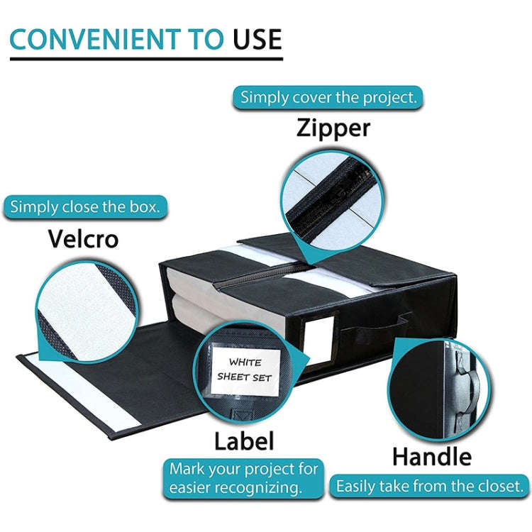 Underbed Storage Bag Foldable Storage Box for Clothes Blankets Duvet Cover, Color: Black