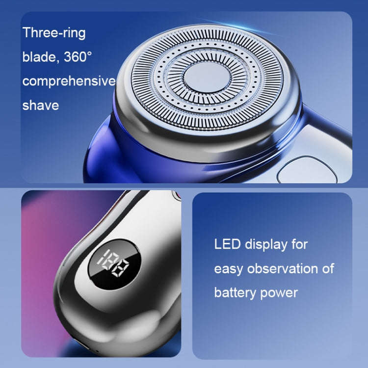 Three-Ring Knife Mesh Electric Men Shaver Travel Portable Mini Shaver, Color: Digital Display Gra...