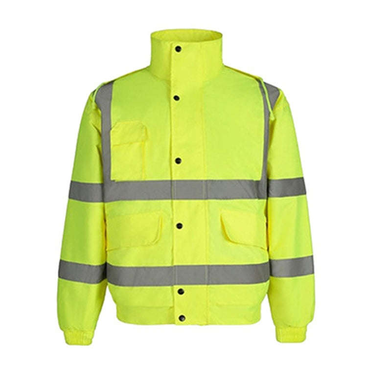 Winter Warm Waterproof Short Multi-pocket Reflective Cotton Jacket, Size: M(Fluorescent Yellow)