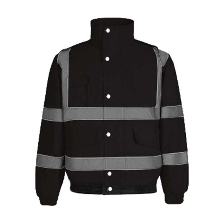 Winter Warm Waterproof Short Multi-pocket Reflective Cotton Jacket, Size: L(Black)