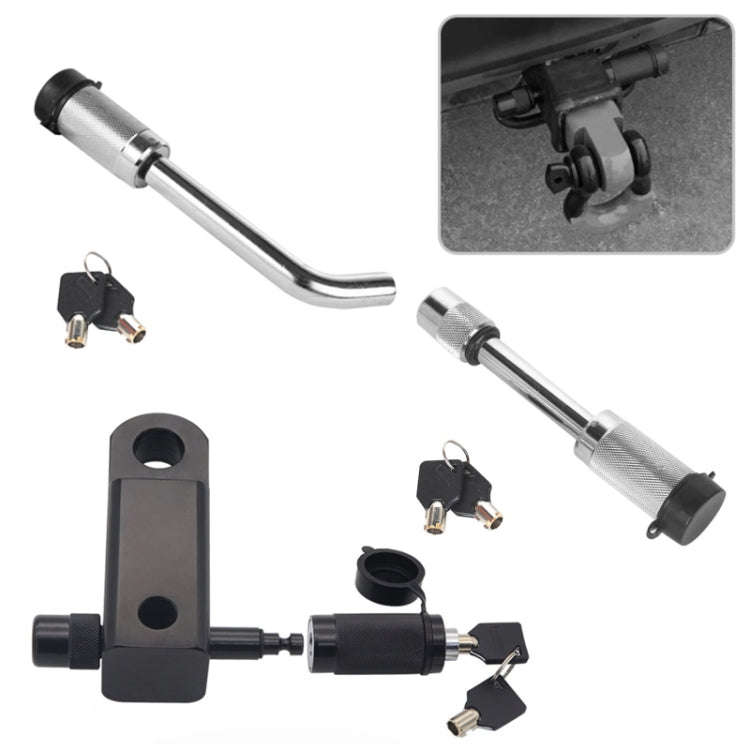 Car Latch Lock Trailer Tow Hook Anti-theft Padlock(Bending Silver)