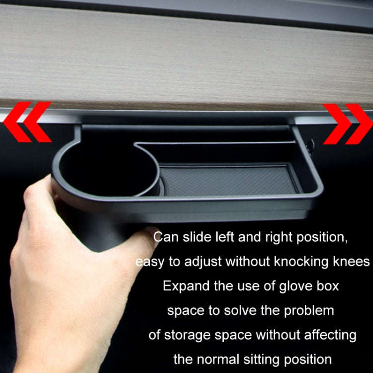 For Tesla Model 3/Y Front Passenger Glove Box Water Cup Holder Storage Box(Black)