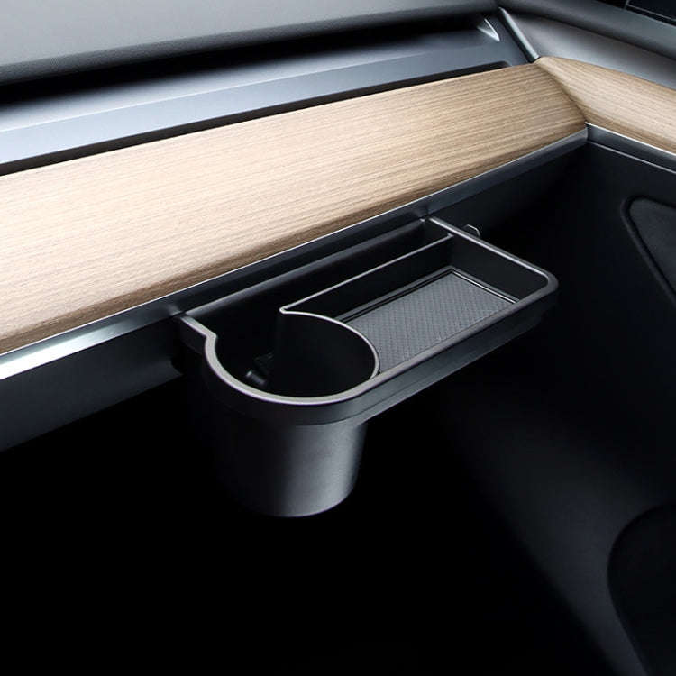 For Tesla Model 3/Y Front Passenger Glove Box Water Cup Holder Storage Box(Black)