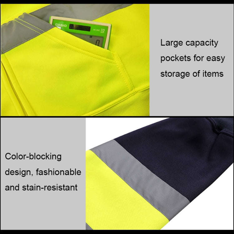 Reflective Hooded Zipper Sweatshirt Outdoor Sports Fleece Reflective Clothing, Size: XL(Orange+Na...