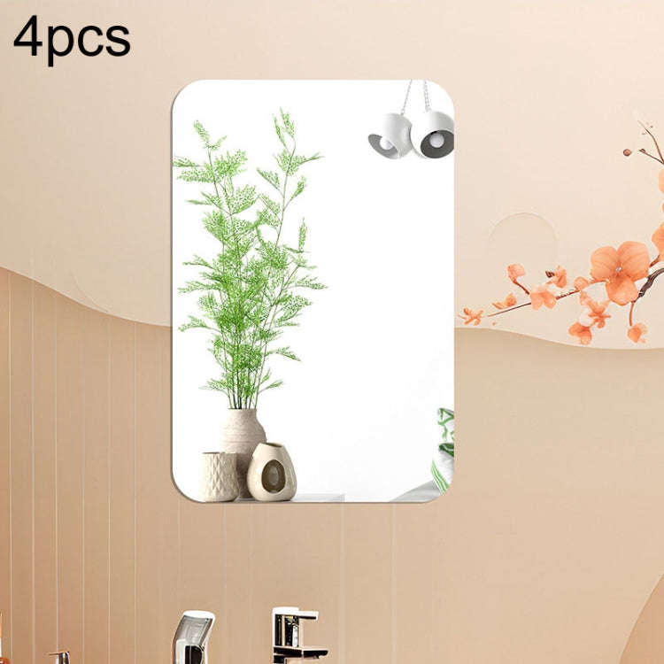 4pcs 20cm x 13cm Round Corner Models Rectangle Acrylic Mirror Stereo Wall Stickers Home Decoratio...