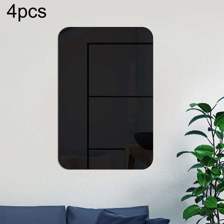 4pcs 20cm x 13cm Round Corner Models Rectangle Acrylic Mirror Stereo Wall Stickers Home Decoratio...