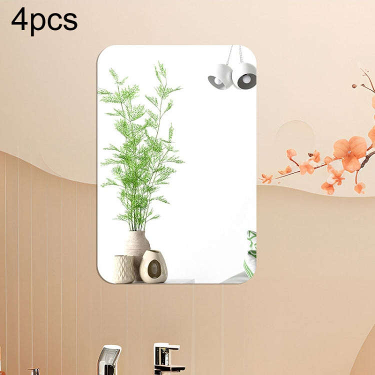 4pcs 30cm x 20cm Round Corner Models Rectangle Acrylic Mirror Stereo Wall Stickers Home Decoratio...