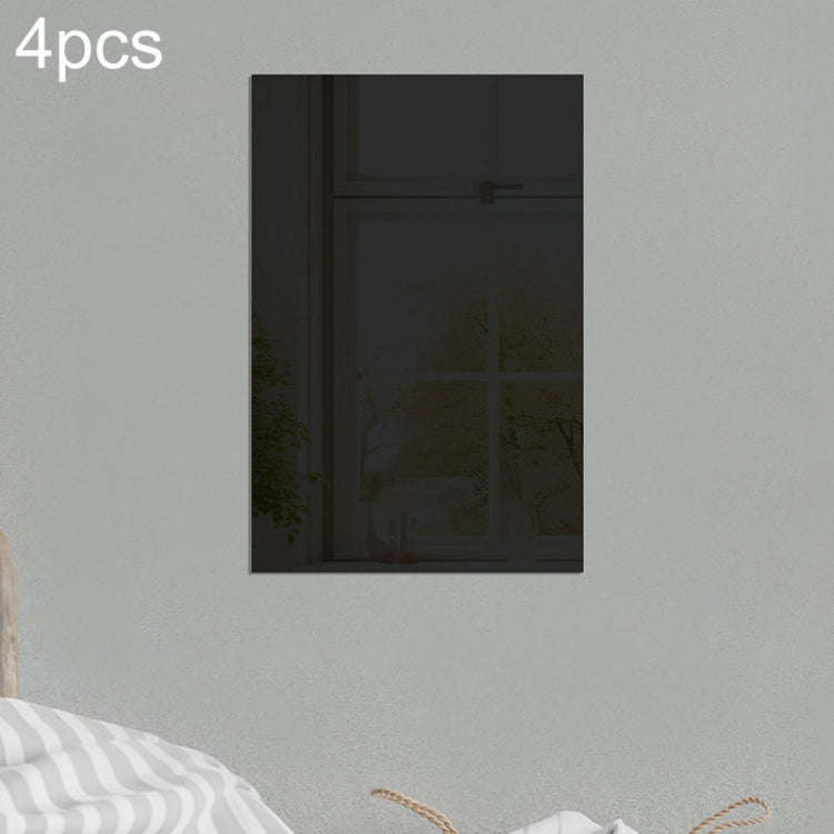 4pcs 15cm x 10cm Right Angle Models Rectangle Acrylic Mirror Stereo Wall Stickers(Black)