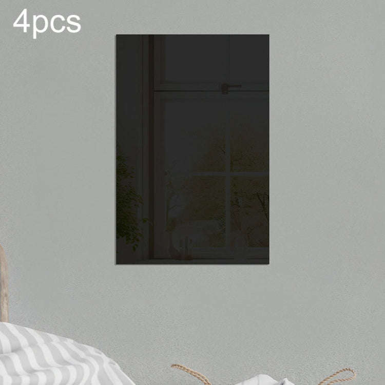4pcs 42cm x 27cm Right Angle Models Rectangle Acrylic Mirror Stereo Wall Stickers(Black)