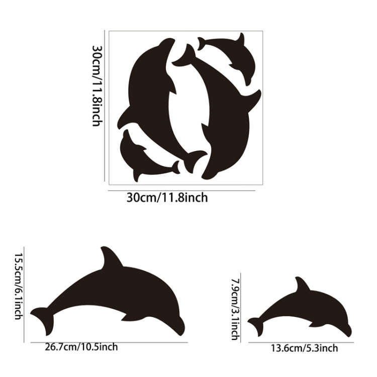 4pcs /Set Acrylic Dolphin Stereo Wall Stickers Home Wall Decoration(Black)