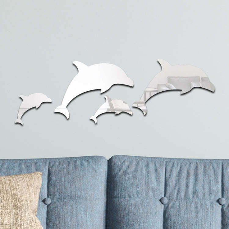 4pcs /Set Acrylic Dolphin Stereo Wall Stickers Home Wall Decoration(Black)