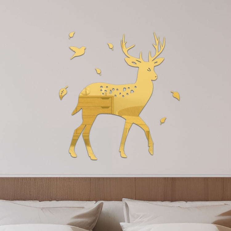 8pcs /Set Acrylic Deer Mirror Wall Stickers Home Background Decoration(Gold)