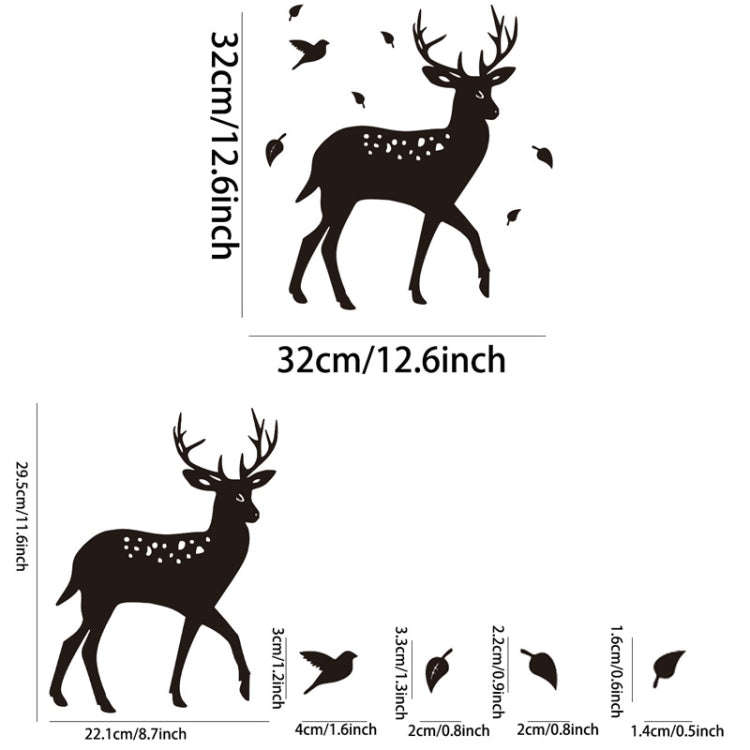 8pcs /Set Acrylic Deer Mirror Wall Stickers Home Background Decoration(Gold)