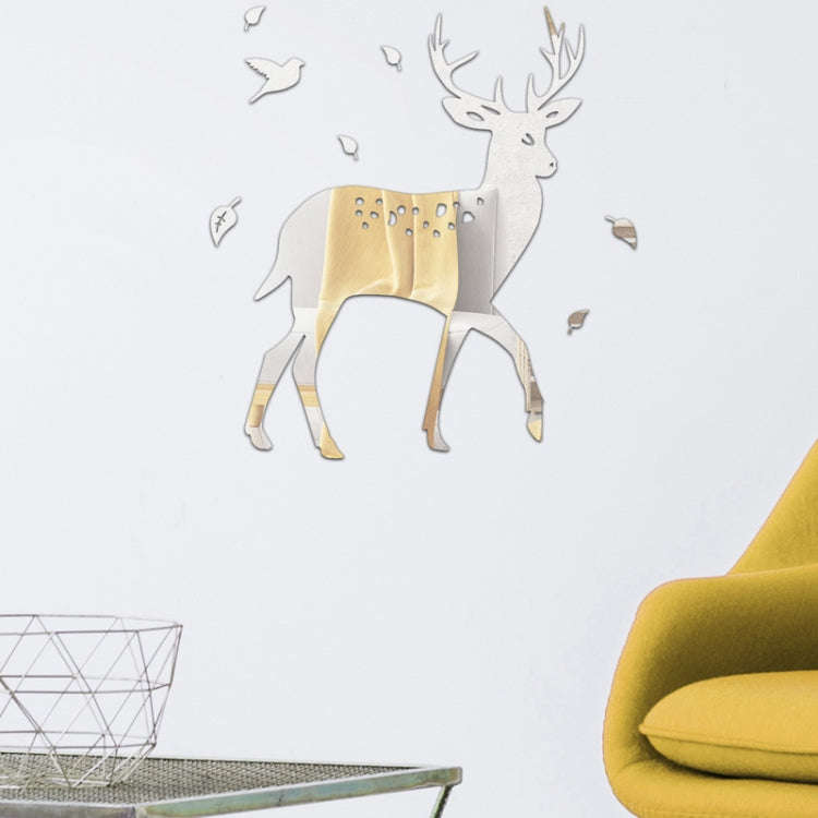 8pcs /Set Acrylic Deer Mirror Wall Stickers Home Background Decoration(Gold)