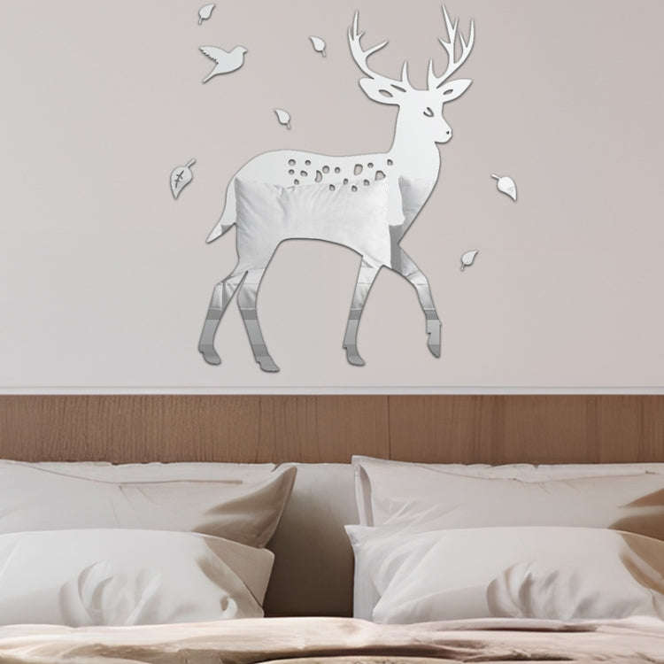 8pcs /Set Acrylic Deer Mirror Wall Stickers Home Background Decoration(Gold)