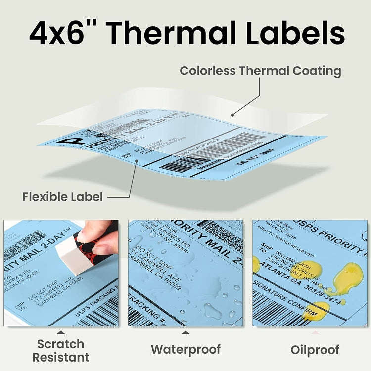 500sheets 4×6 Inch Stickers Thermal Label Paper For Phomemo PM-246S / PM-241BT / D520BT, Style: ...