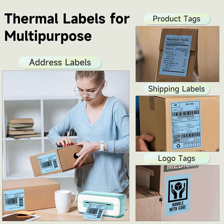 500sheets 4×6 Inch Stickers Thermal Label Paper For Phomemo PM-246S / PM-241BT / D520BT, Style: ...