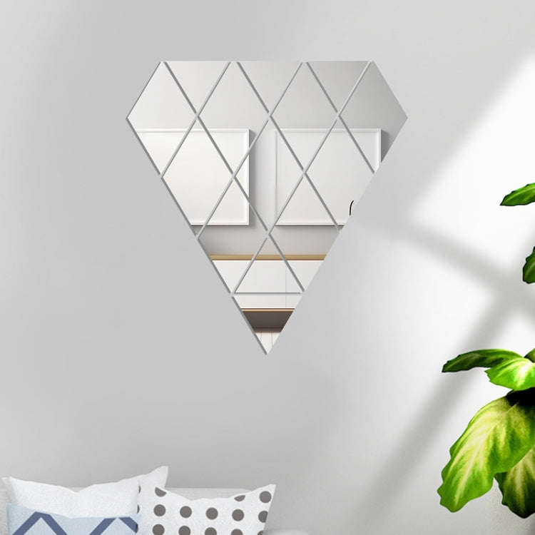14pcs /Set Acrylic Diamond Mirror Stereo Wall Stickers Home Background Wall Decoration(Silver)
