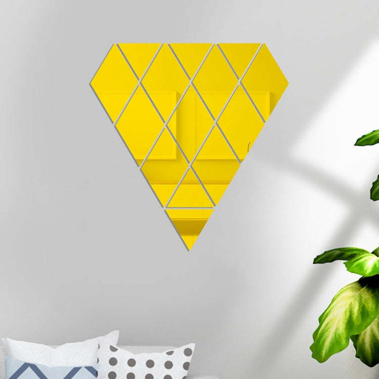 14pcs /Set Acrylic Diamond Mirror Stereo Wall Stickers Home Background Wall Decoration(Gold)