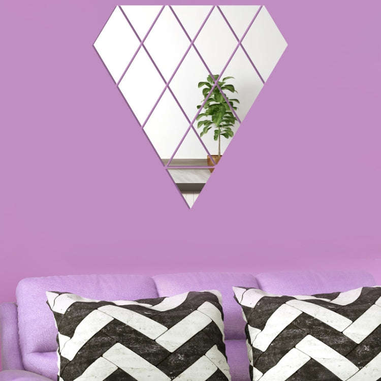 14pcs /Set Acrylic Diamond Mirror Stereo Wall Stickers Home Background Wall Decoration(Gold)