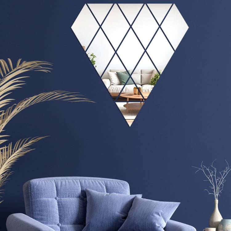 14pcs /Set Acrylic Diamond Mirror Stereo Wall Stickers Home Background Wall Decoration(Silver)