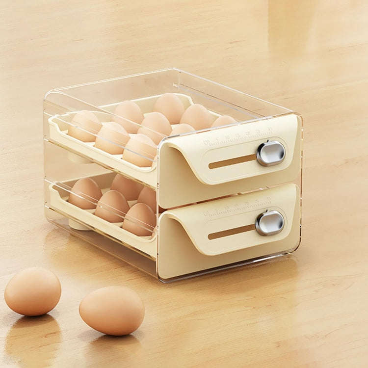 Middle Layer Double Layer 24 Grid Cream Color Egg Storage Box PET Transparent Multi-Specification...