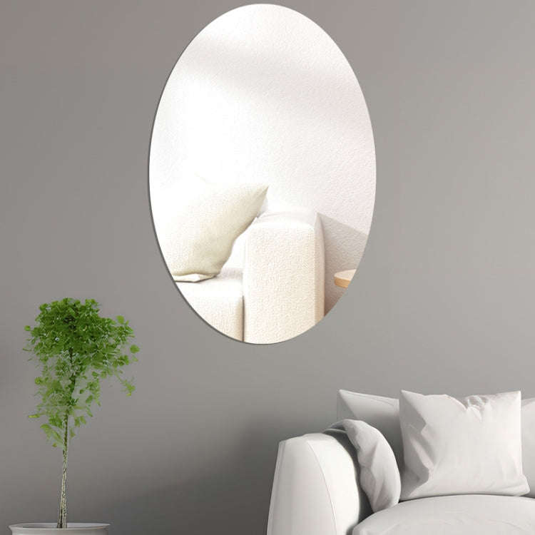 15cm x 10cm Oval Acrylic Mirror Stereo Wall Stickers Home Decoration Soft Mirror(Silver)