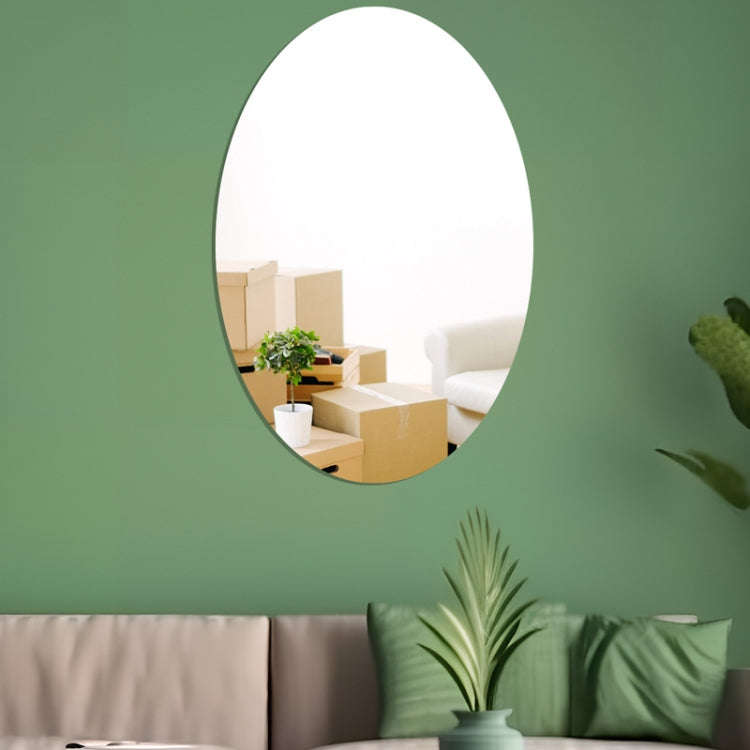 20cm x 13cm Oval Acrylic Mirror Stereo Wall Stickers Home Decoration Soft Mirror(Black)