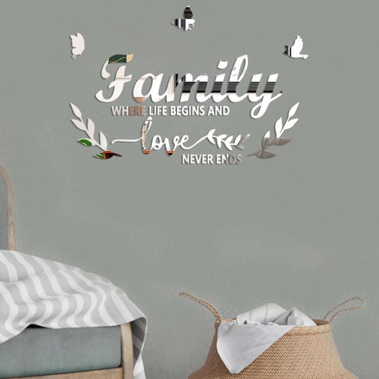 Acrylic Familylove Stereoscopic Mirror Wall Stickers Home Self-Adhesive Decorative Soft Mirror(Gold)