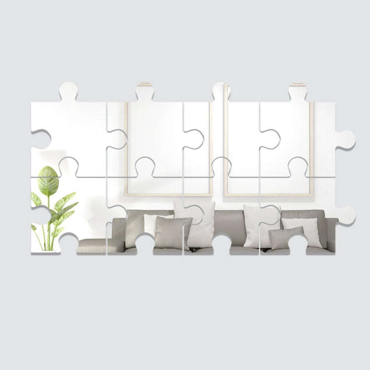8pcs /Set Acrylic Square Puzzle Mirror Wall Sticker Home Decoration Soft Mirror(Silver)