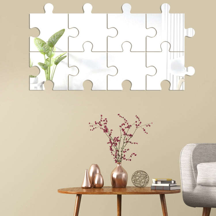 8pcs /Set Acrylic Square Puzzle Mirror Wall Sticker Home Decoration Soft Mirror(Silver)