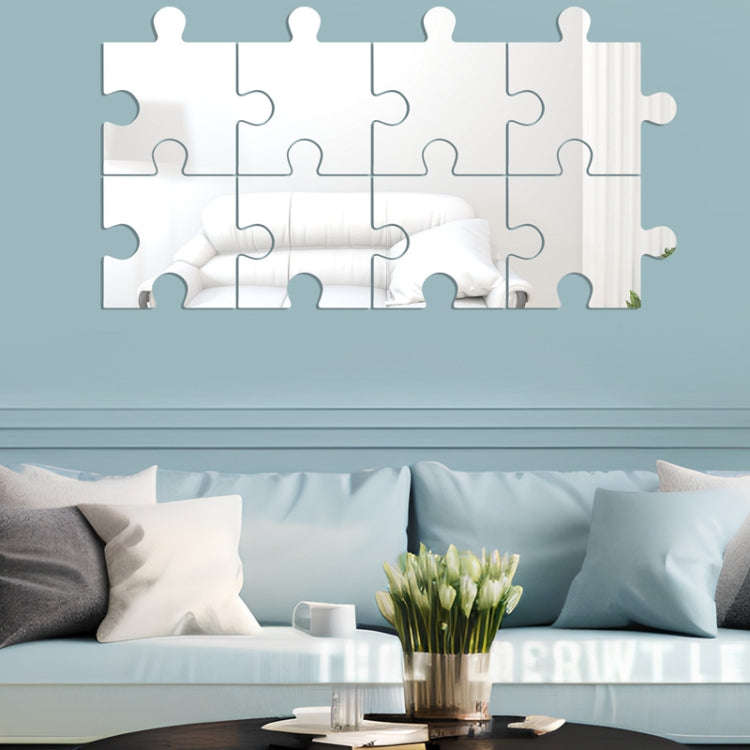 8pcs /Set Acrylic Square Puzzle Mirror Wall Sticker Home Decoration Soft Mirror(Silver)