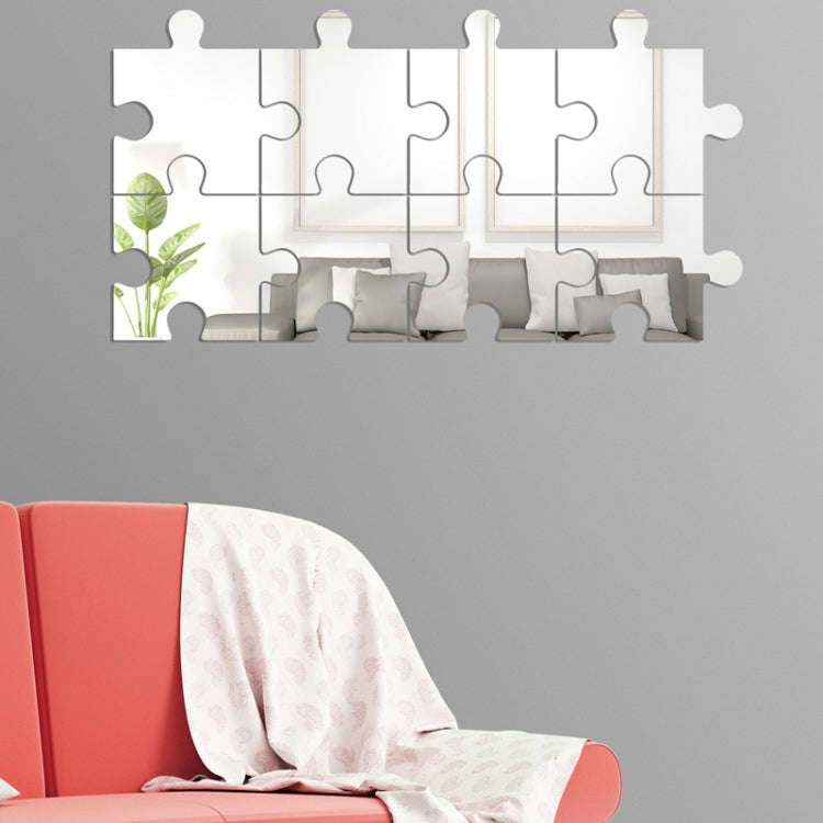 8pcs /Set Acrylic Square Puzzle Mirror Wall Sticker Home Decoration Soft Mirror(Silver)