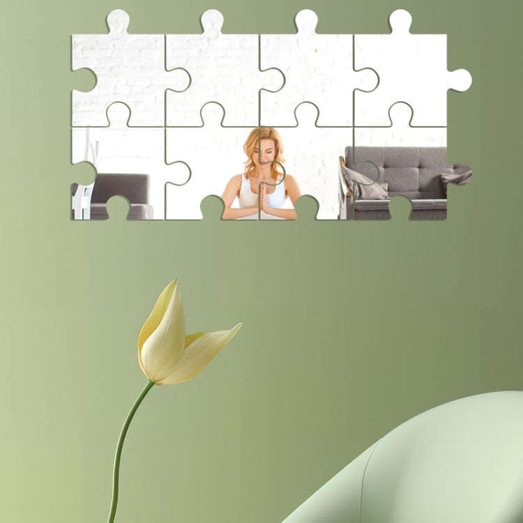 8pcs /Set Acrylic Square Puzzle Mirror Wall Sticker Home Decoration Soft Mirror(Silver)
