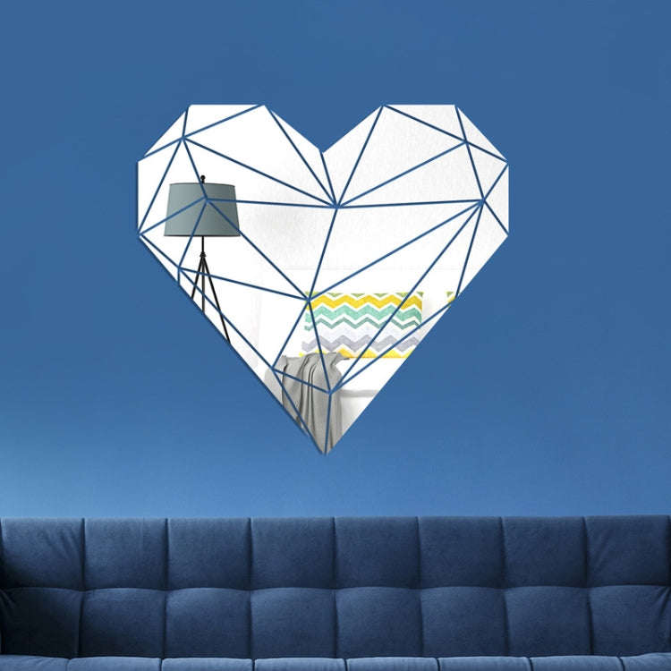 27pcs /Set Acrylic Heart Shaped Mirror Wall Stickers Home Decoration Soft Mirror(Silver)