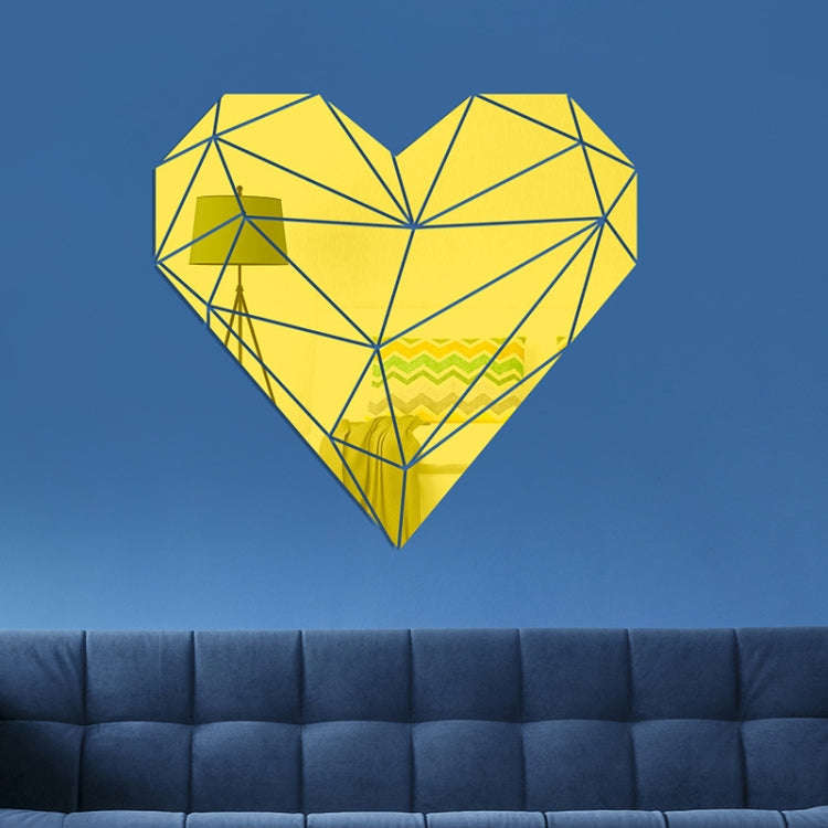 27pcs /Set Acrylic Heart Shaped Mirror Wall Stickers Home Decoration Soft Mirror(Gold)
