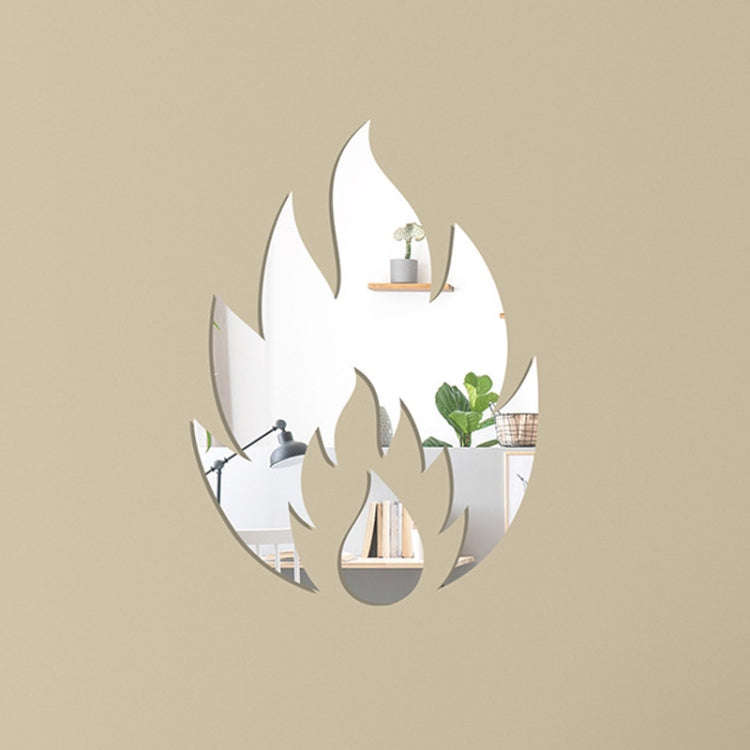 2pcs /Set Acrylic Flame Mirror Stereo Wall Stickers Home Decoration Soft Mirror(Silver)