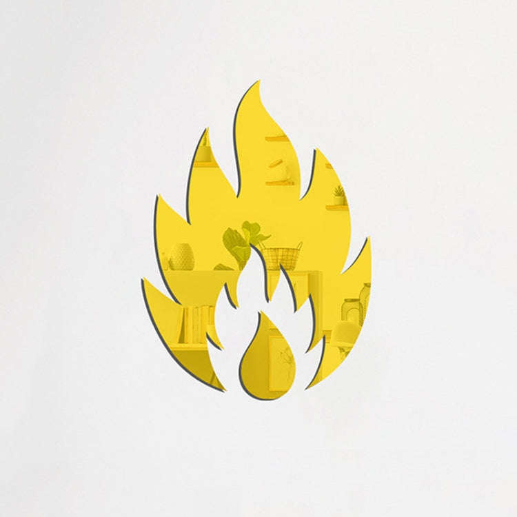 2pcs /Set Acrylic Flame Mirror Stereo Wall Stickers Home Decoration Soft Mirror(Gold)