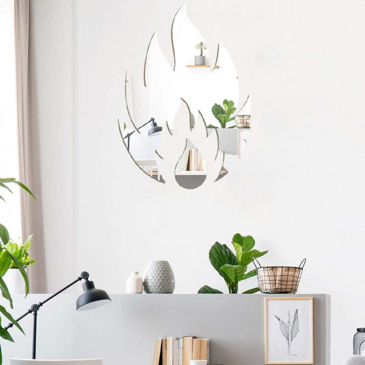 2pcs /Set Acrylic Flame Mirror Stereo Wall Stickers Home Decoration Soft Mirror(Black)
