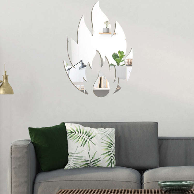2pcs /Set Acrylic Flame Mirror Stereo Wall Stickers Home Decoration Soft Mirror(Silver)