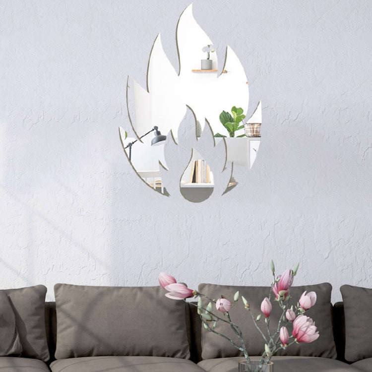 2pcs /Set Acrylic Flame Mirror Stereo Wall Stickers Home Decoration Soft Mirror(Silver)