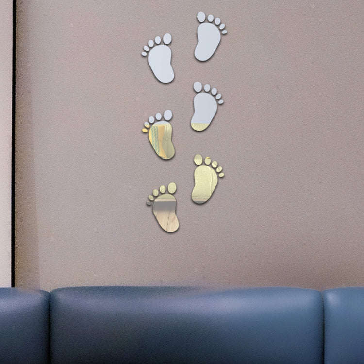 36pcs /Set Acrylic Small Feet Stereo Wall Stickers Home Decoration Soft Mirror(Black)