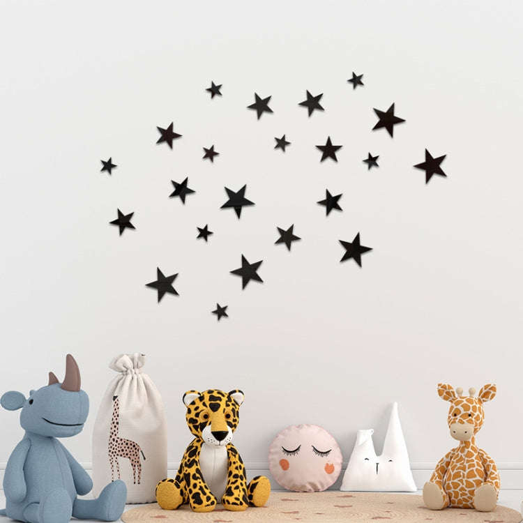 20pcs /Set Acrylic Stars Mirror Stereo Wall Stickers Home Decoration Soft Mirror(Black)