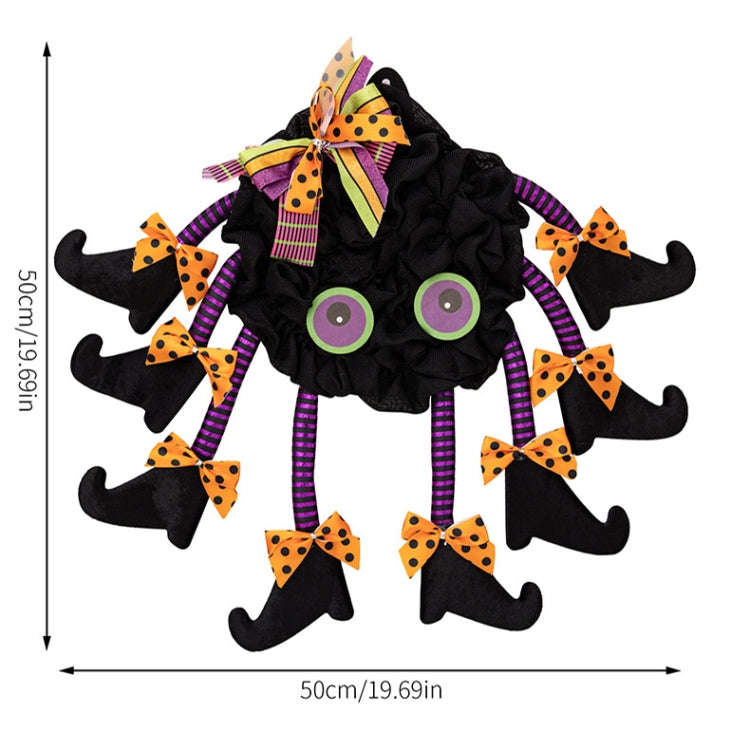 Fabric Spider Door Hanging Halloween Wreath Window Pendant(Multi-foot Spider)