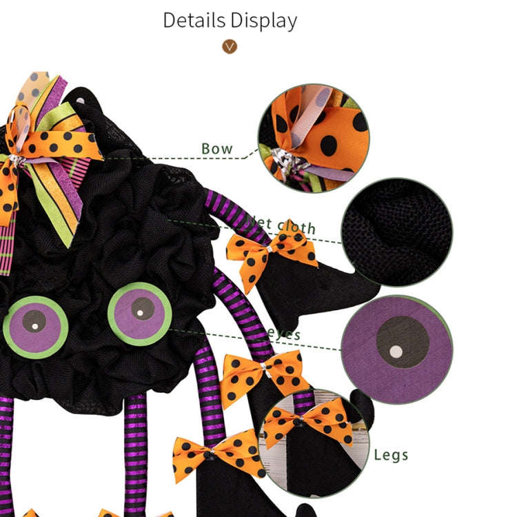 Fabric Spider Door Hanging Halloween Wreath Window Pendant(Multi-foot Spider)